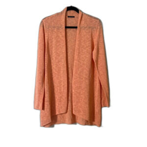 Eileen Fisher Peach Knit Open Front Cardigan Sweater Linen Large Quiet Luxury